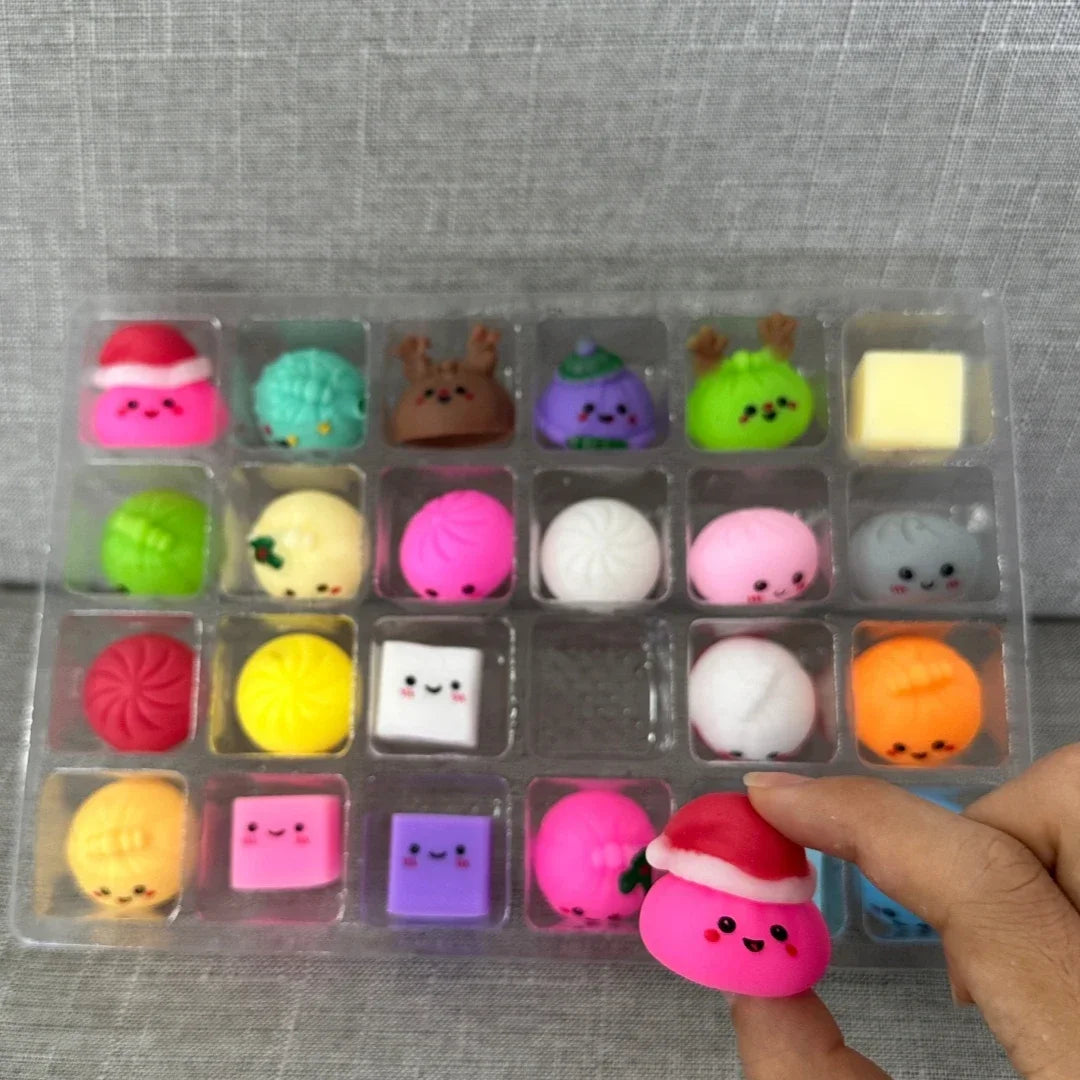 Assortiment de petits Squishies Dumpling colorés du calendrier